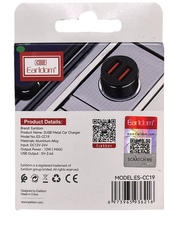 شارژر فندکی ارلدام cc_19 وات 12