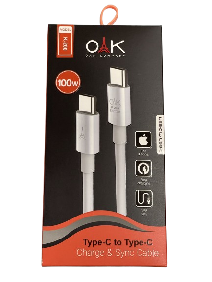 کابل دو سر تایپ سی OAK K-200